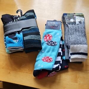 Quiksilver Men's Black and Teal Casual Socks